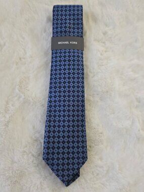 Michael Kors Mens Claire Geo-Pattern Tie Navy ONE SIZE